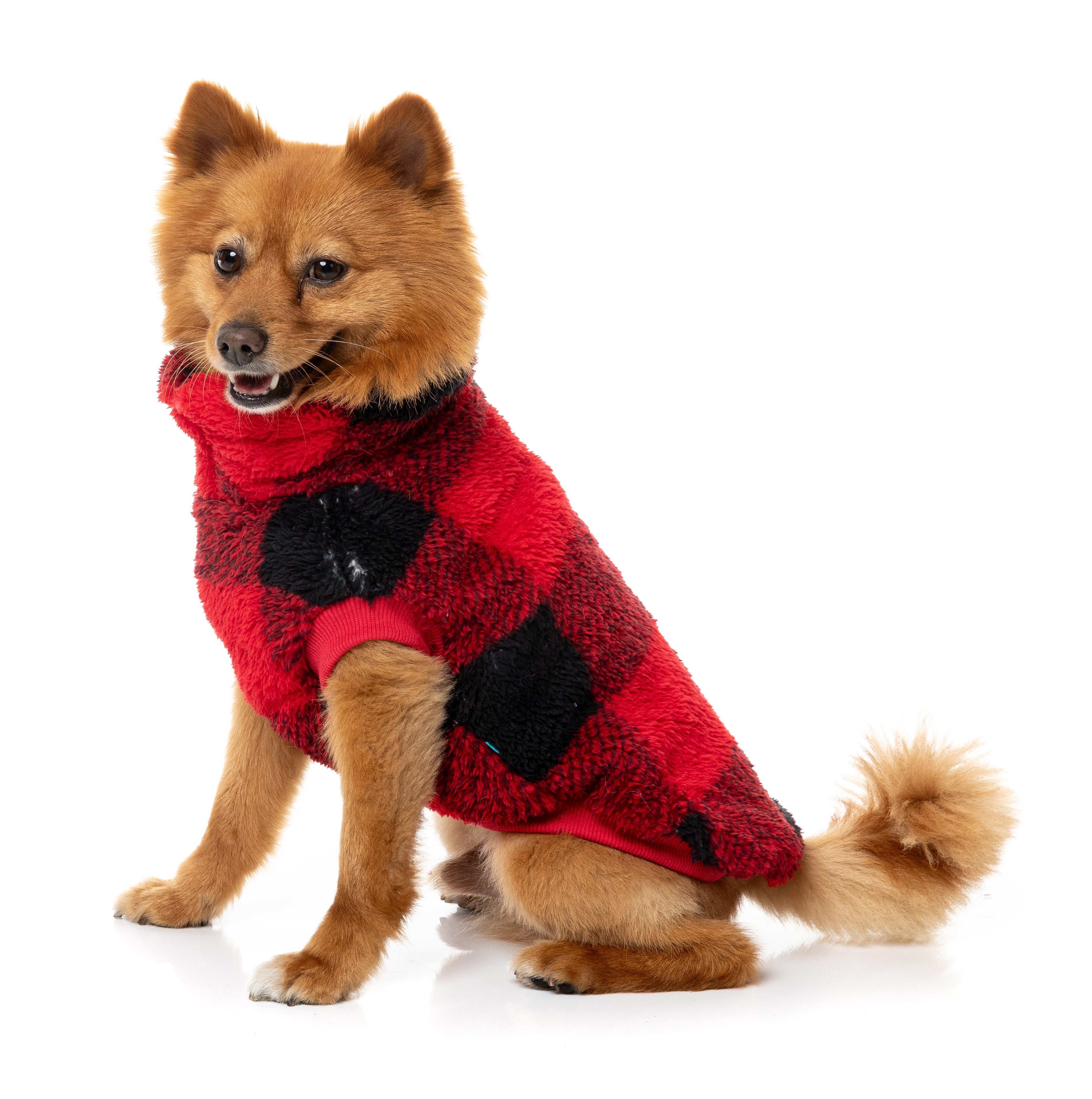 Checkered Teddy Sweater - Red