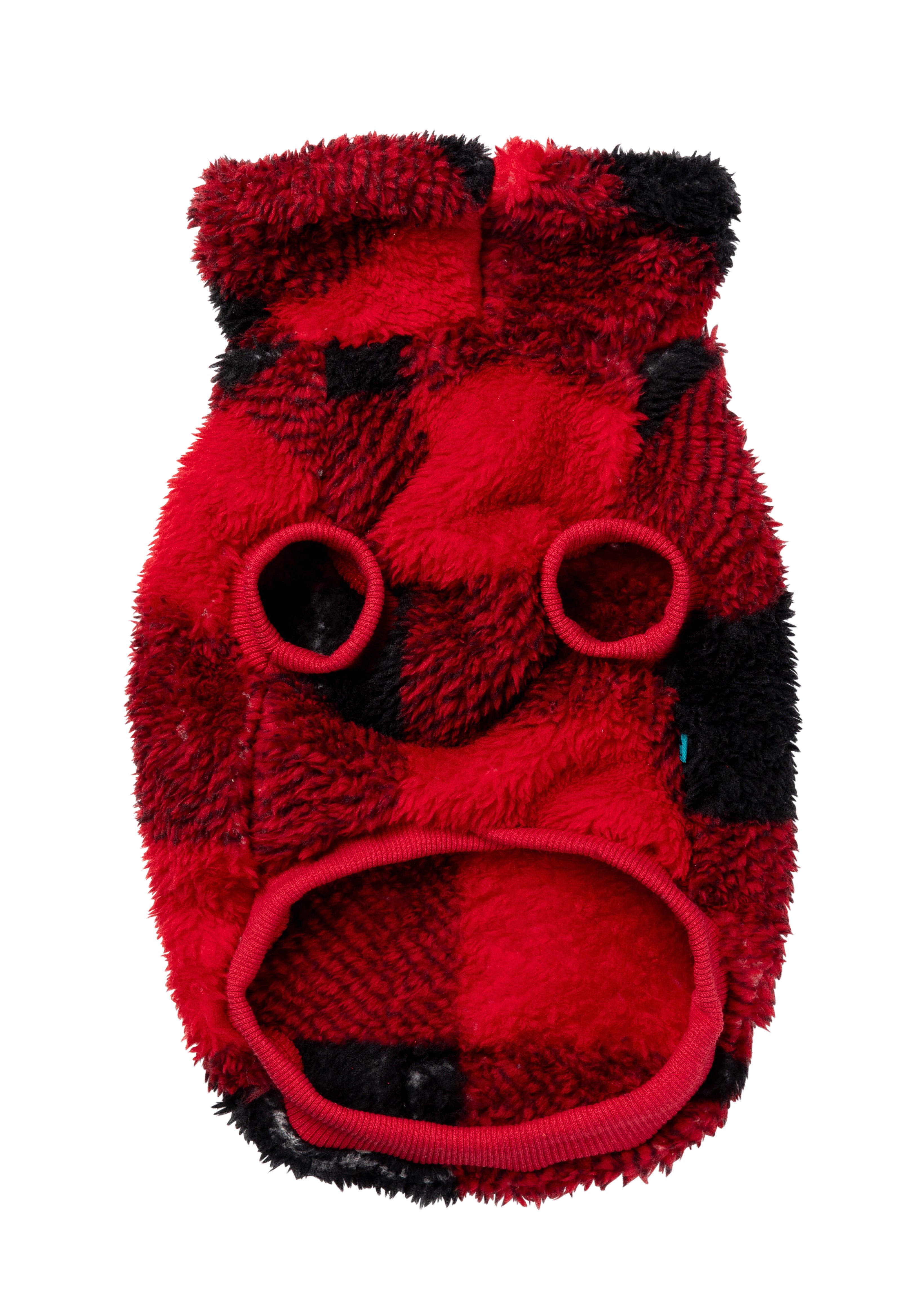 Checkered Teddy Sweater - Red