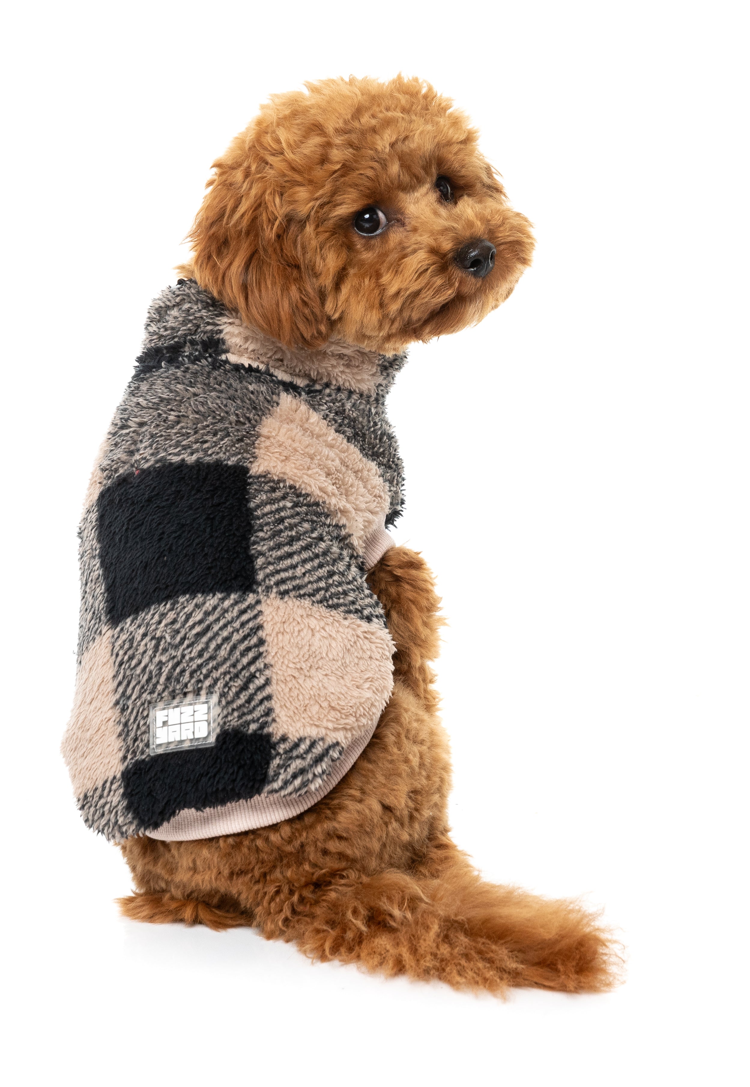 Checkered Teddy Sweater - Black/Beige