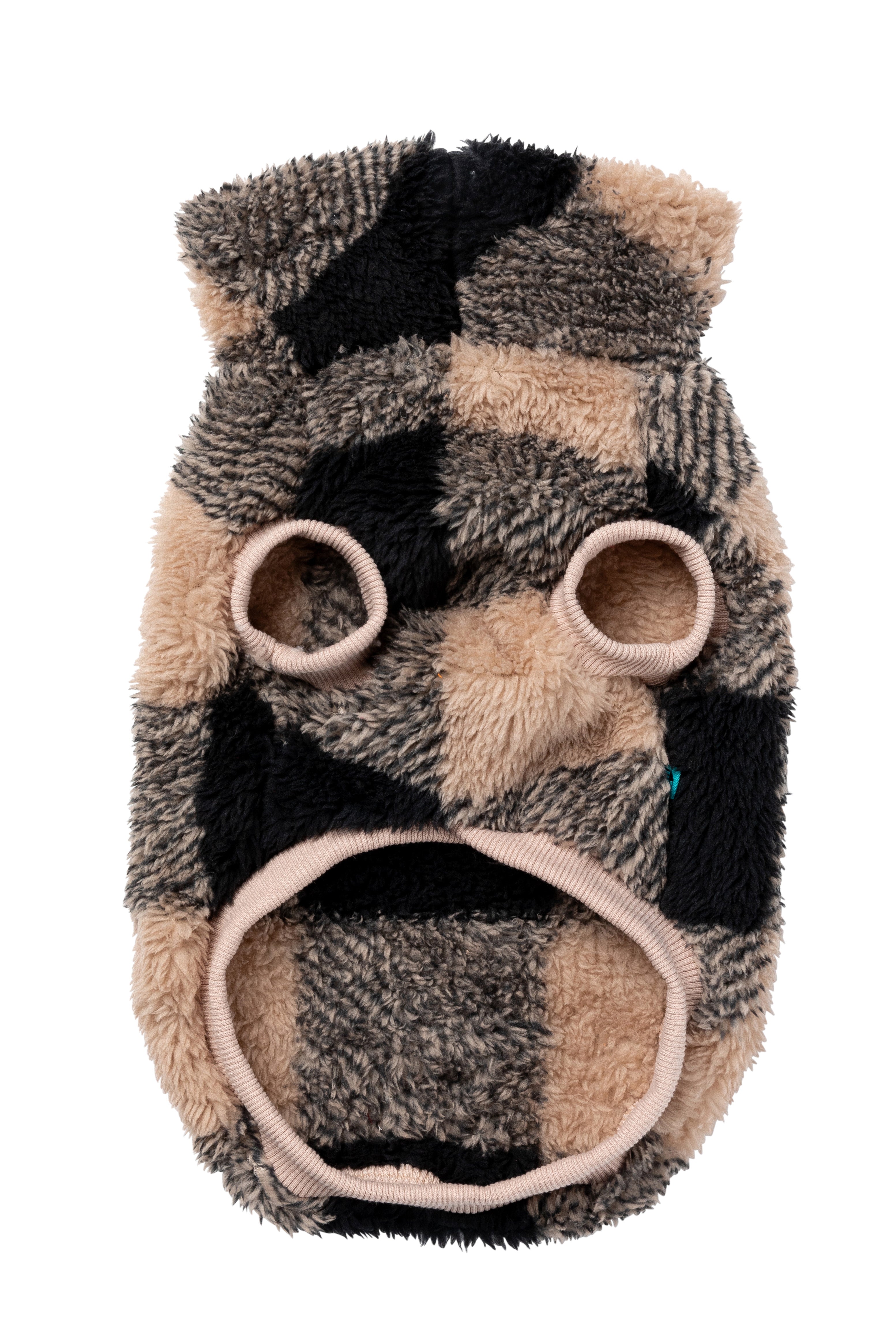 Checkered Teddy Sweater - Black/Beige