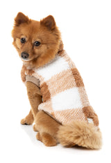 Checkered Teddy Sweater - Tan