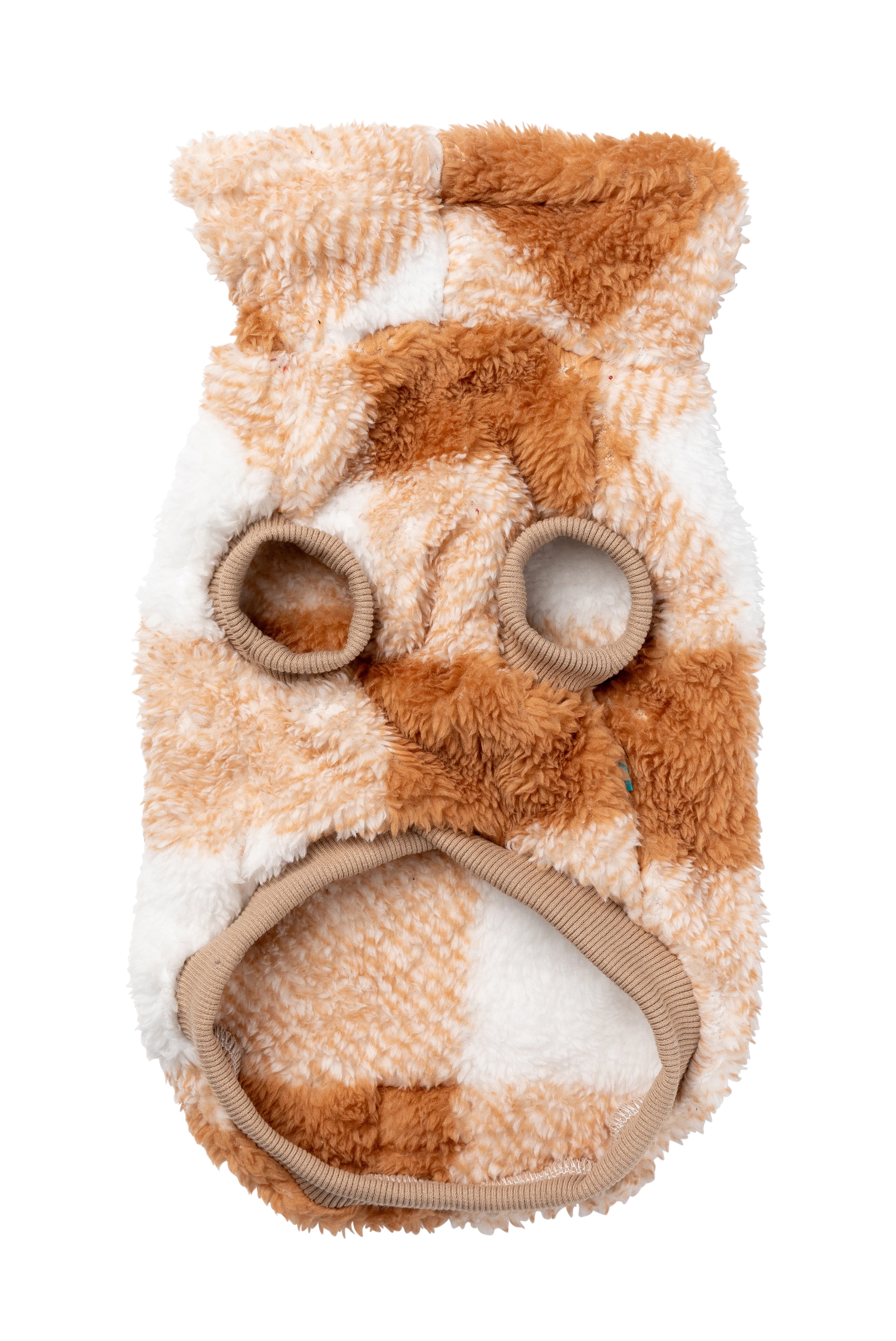 Checkered Teddy Sweater - Tan