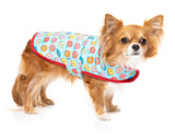 small dog wearing You Drive Me Glazy Wrap Vest for dogs by FuzzYard - For Donut Lovers!