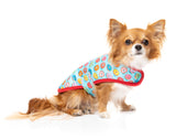 small dog wearing You Drive Me Glazy Wrap Vest for dogs by FuzzYard - For Donut Lovers!
