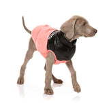 Pink Lightweight and waterproof puffer jacket on dog by FuzzYard