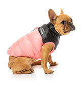 Pink Lightweight and waterproof puffer jacket on French Bulldog by FuzzYard