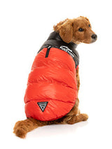 Red Lightweight and waterproof puffer jacket on dog by FuzzYard