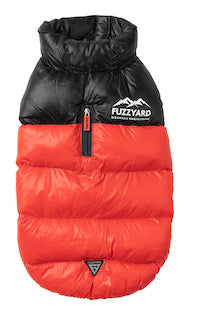 Red Lightweight and waterproof puffer jacket for dogs by FuzzYard