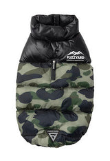 Camo print puffer jacket for dogs by FuzzYard