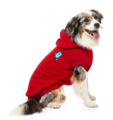 aussie sheperd wearing Red Yardsters Hoodie For Dogs