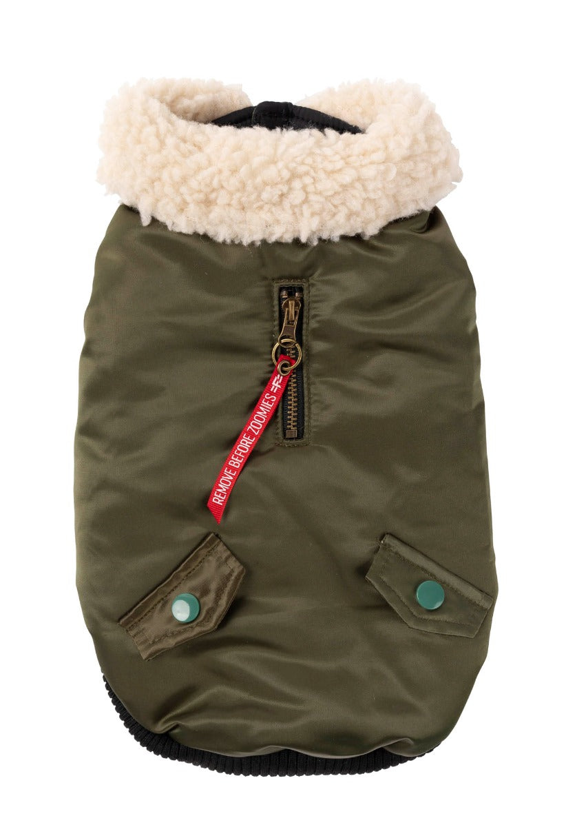 The Letterman Jacket For Dogs In Olive Green