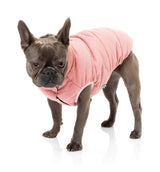 small dog wearing Mosman puffer Jacket In pink by fuzzyard