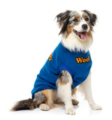 medium dog wearing The Woof Sweater in Blue by FuzzYard