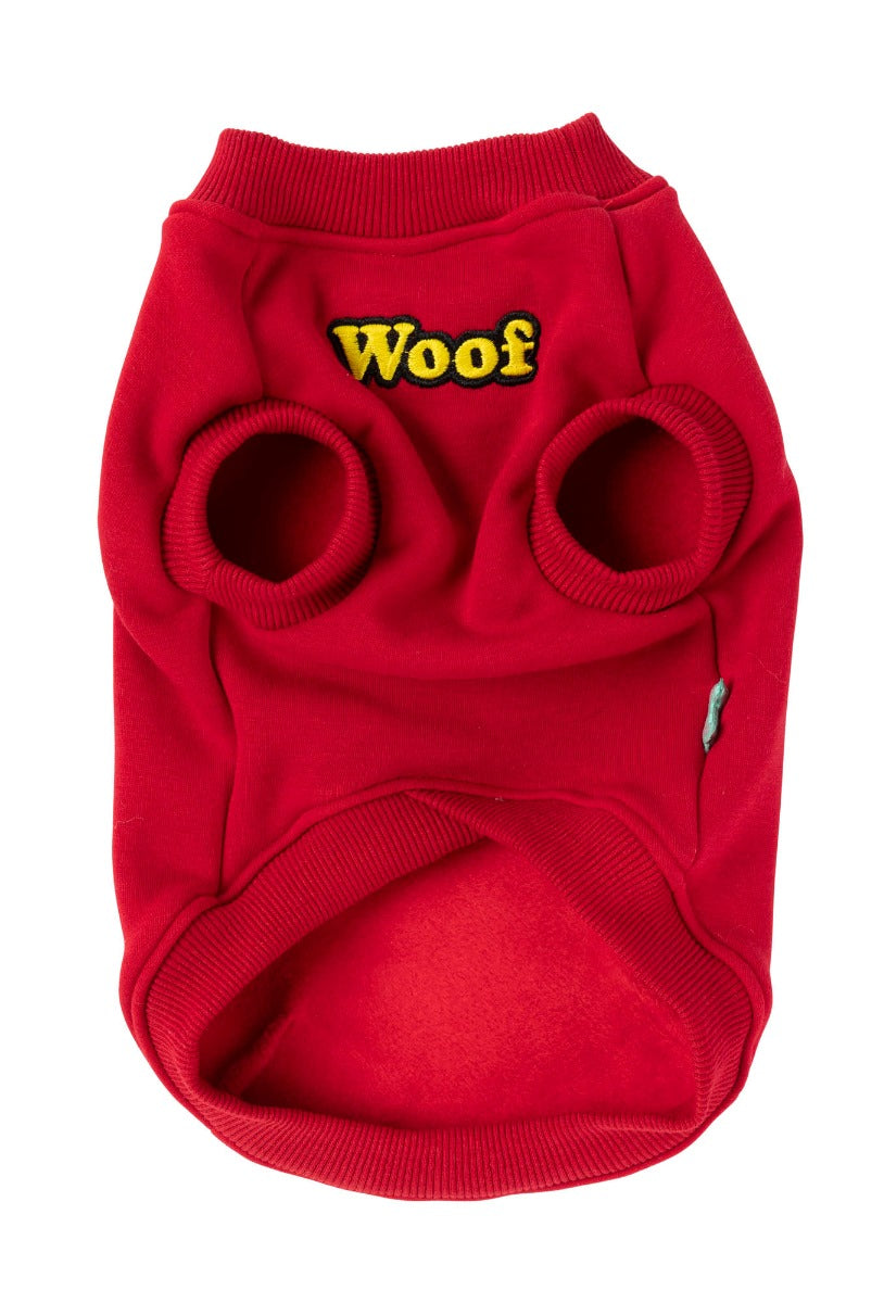 The Woof Sweater in red by FuzzYard