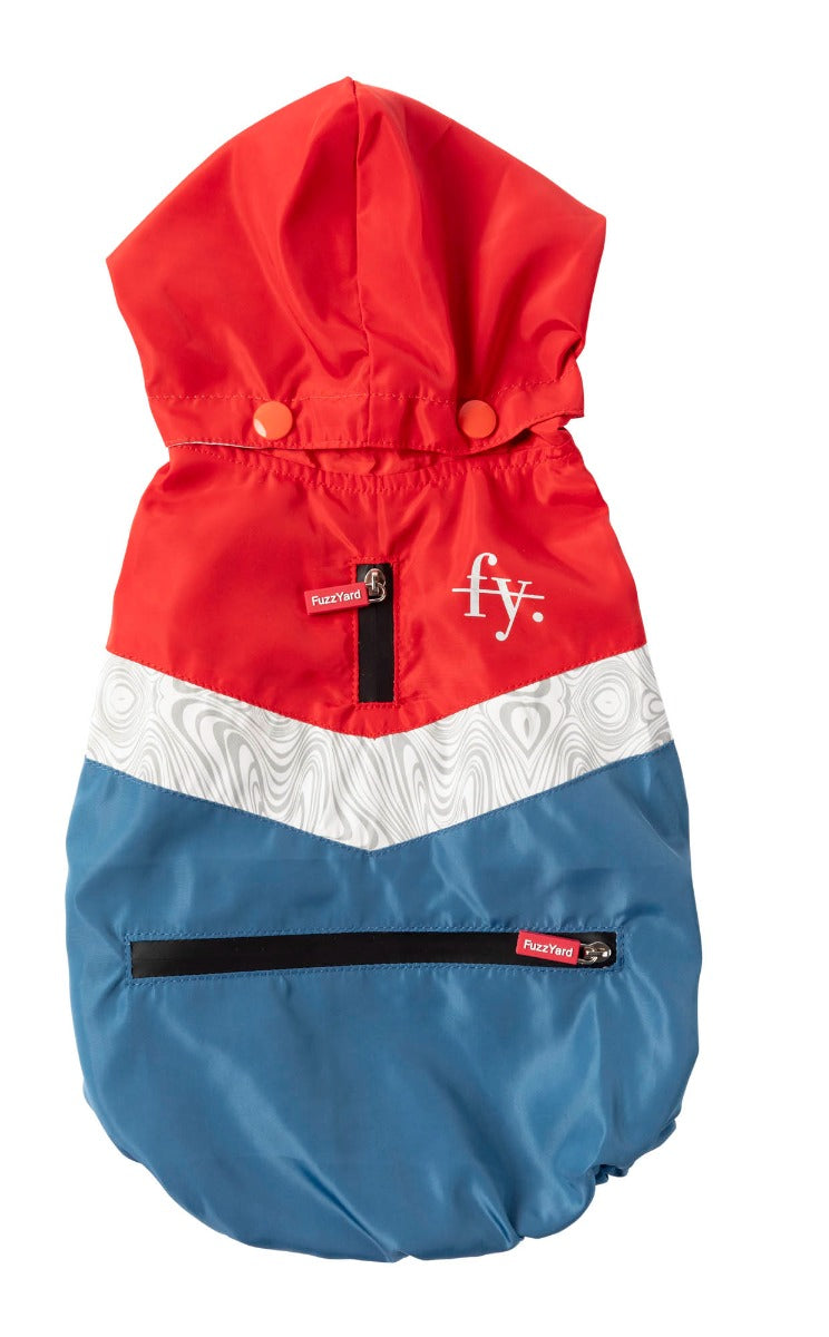 The Seattle Jacket in red and blue by FuzzYard.